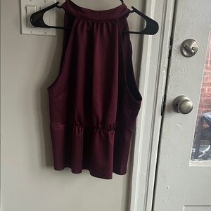 Topshop Burgundy Halter Peplum Camisole